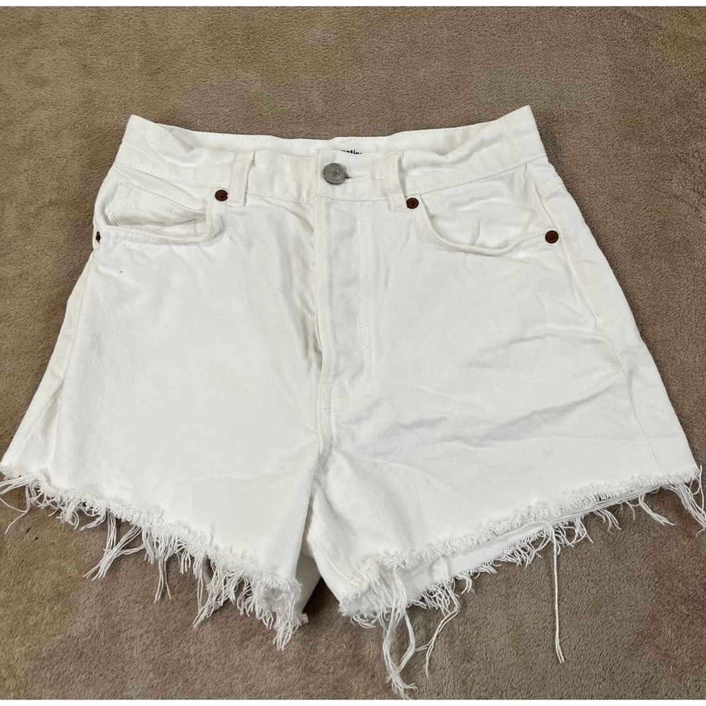 Reformation Charlie High Rise Denim Jean Shorts Women's 23(25) White Cotton EUC